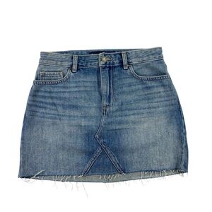 Hollister Juniors Light‎ Wash Blue Denim High Rise Frayed Mini Skirt Sz 3 W26